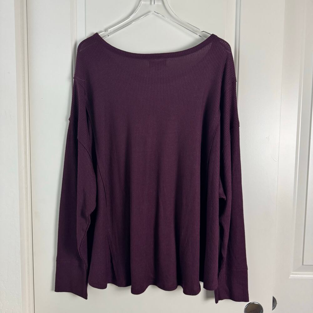 Knox Rose Dark Purple Ribbed Oversized Knit Top NWT 3X - Picture 4 of 8
